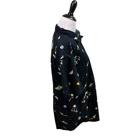 Eighty Eight Boy's Button Down Shirt Size XL UFO's Aliens Astronaut Short Sleeve - Picture 4 of 6